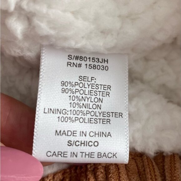 Love Tree Jacket Women Sz Small Cropped Brown Corduroy Sherpa Lining Winter Coat - Picture 9 of 10